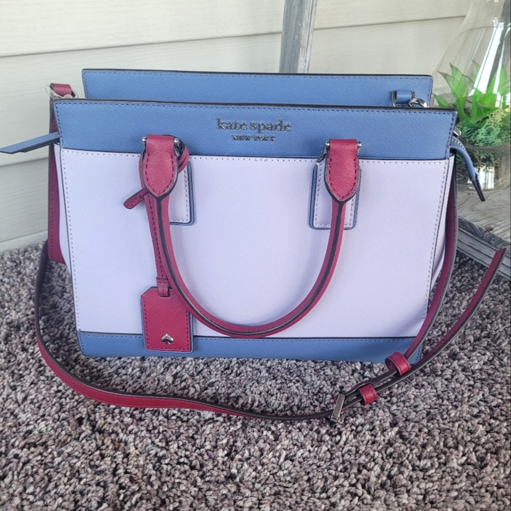 kate spade Colorblock Satchel in Blue, Light Pink & Red